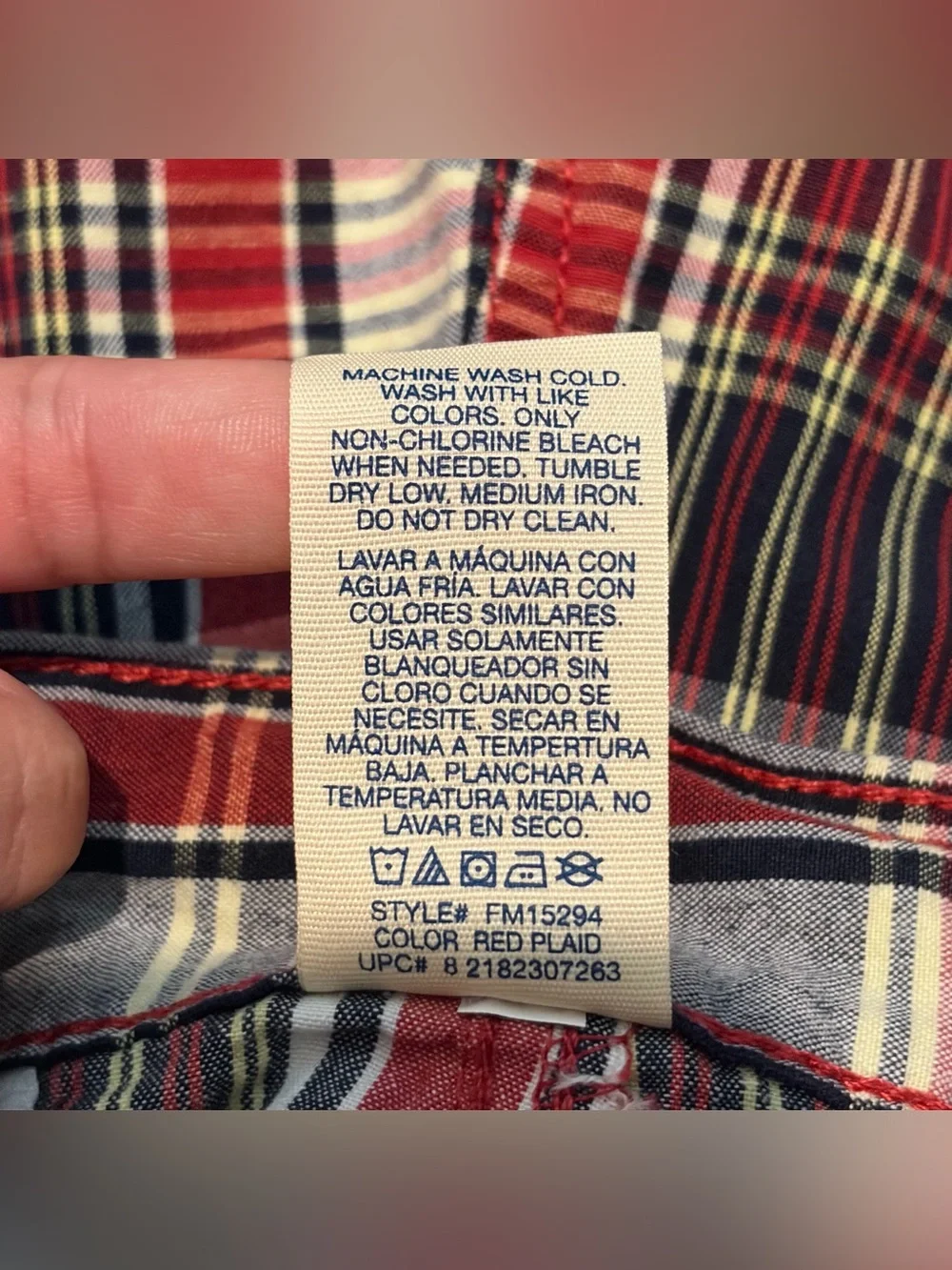 Faded Glory Men’s Red Plaid Bermuda Shorts Size 34 Measured 34x10